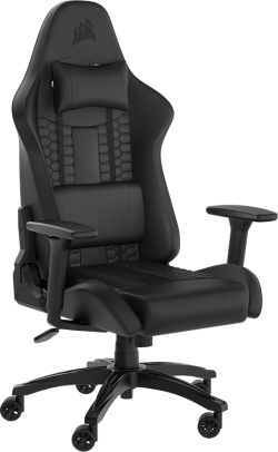Геймърски стол Corsair TC100 RELAXED, 2D регулируеми подлакътници, черен цвят