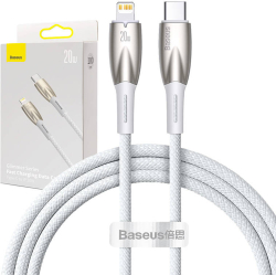 Кабел/адаптер Кабел Baseus Glimmer fast charging USB-C към Lightning 20W 1м CADH000002 - бял
