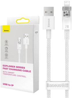 Кабел/адаптер Кабел Baseus Explorer USB-A към Lightning  2м 2.4A CATS010102 - бял