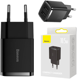 Принадлежност за смартфон Зарядно устройство Baseus, 2x USB, 10,5 W CCXJ010201 - черно