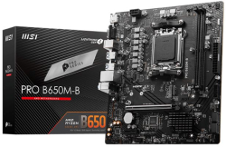 Дънна платка MSI PRO B650M-B, AM5, 2x DDR5, 4x SATA 6G, 1x HDMI, 1x VGA, 6x USB 2.0, mATX