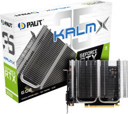 Видеокарта Palit GeForce RTX 3050 KalmX, 6GB GDDR6, 96 bit, 1x DP 1.4a, 1x HDMI 2.1, 1x DVI, No fan