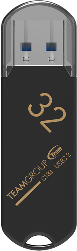 USB флаш памет Team Group C183, 32GB, 1x USB 3.2, черен цвят