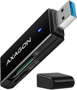 Картов четец Axagon Slim super-speed USB 3.2 Gen 1 card reader with a direct USB-A connector.