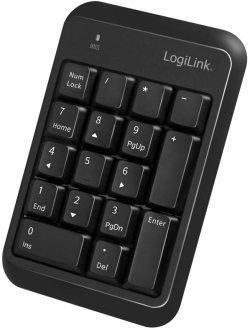 Клавиатура LogiLink ID0201, Безжична, 17 бута, Bluetooth 5.1, 10м обхват, Компактна, Черен