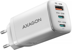 Принадлежност за смартфон Зарядно устройство AXAGON ACU-DPQ65W, 1x USB Type-A, 2x USB Type-C, Бял