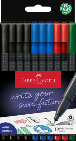 Канцеларски продукт Faber-Castell Тънкописец Grip, 0.4 mm, 10 броя