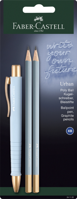 Канцеларски продукт Faber-Castell Химикалка Poly Ball Urban, с 2 молива, небесносини
