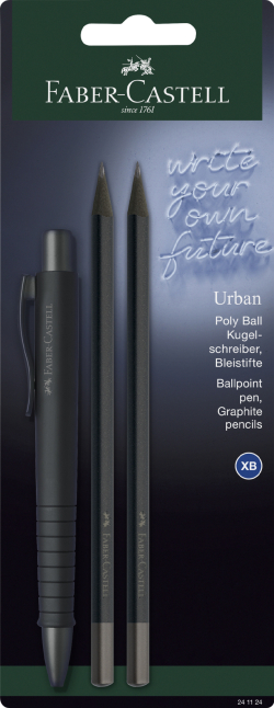 Канцеларски продукт Faber-Castell Химикалка Poly Ball Urban, с 2 молива, черни