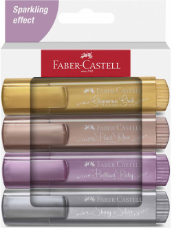 Канцеларски продукт Faber-Castell Текст маркер 1546, металик, с блестящ ефект, 4 цвята