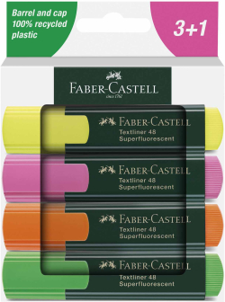 Канцеларски продукт Faber-Castell Текст маркер 1548, 4 цвята, в картонена кутия