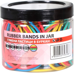 Top Office Ластици, 90% каучук, диаметър 50 mm, цветни, 50 g в буркан