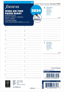 Канцеларски продукт Filofax Пълнител за органайзер Classic, А5, за 2024 година