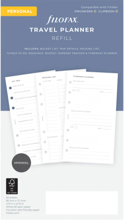 Filofax Пълнител за органайзер Minimal Personal, за пътуване