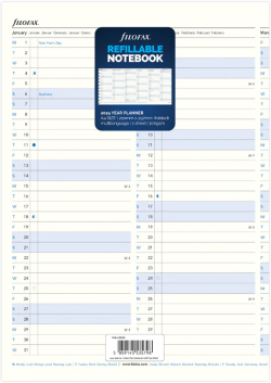 Filofax Пълнител за тефтер, А4, за 2024 година, 1 година на страница в разгъвка