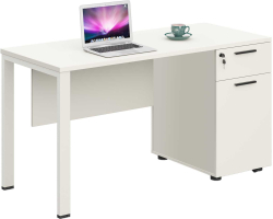 Бюро RFG Monaco, с контейнер, 1200 х 600 х 750 mm, ПДЧ 25 mm, метални крака, бяло