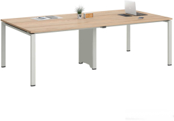 Бюро Работно RFG Заседателна маса Monaco, 2400 х 1200 х 750 mm, плот бряст, бял метал