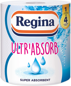 Почистващ продукт Regina Кухненска ролка Ultra Absorb, целулоза, трипластова, 1 брой