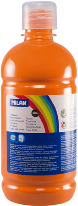 Канцеларски продукт Milan Темперна боя, в бутилка, оранжева, 500 ml, 6 броя