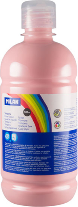 Канцеларски продукт Milan Темперна боя, в бутилка, бледорозова, 500 ml, 6 броя