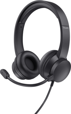 Слушалки Trust Ayda PC, с кабел, вграден микрофон, върху ухо, черен цвят