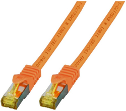 Медна пач корда RJ45 Пач корда S-FTP, кат. 6A, LSZH, кат. 7 Raw cable, оранжева, 0.50 метра