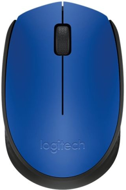 Мишка Logitech M171, безжична wireless, оптичен сензор, 3 бутона, син/черен цвят на най-ниска цени