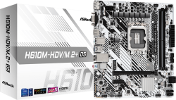 Дънна платка ASRock H610M-HDV/M.2+ D5, LGA1700, 2х DDR5, 10/100/1000, Micro ATX