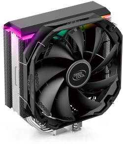 Охладител за процесор DeepCool AS500, 1200 RPM, 500 RPM, 70.81 CFM, 29.2 dB, RGB, 1x 140mm