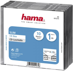 Други Hama Slim CD кутийки за дискове, опаковка от 10 бр, прозрачен-черен