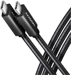 Кабел/адаптер Axagon Data and charging USB 3.2 Gen 1 cable length 1.5 m. PD 60W, 3A. Black braided.