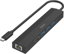 USB-C хъб HAMA, мултипорт, 6 порта, 3 x USB-A, USB-C, HDMI, LAN-Ethernet