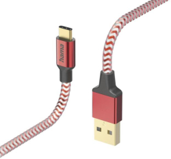 Кабел/адаптер Кабел за зареждане &quot;Reflective&quot; USB-C - USB-A  1.5м червен