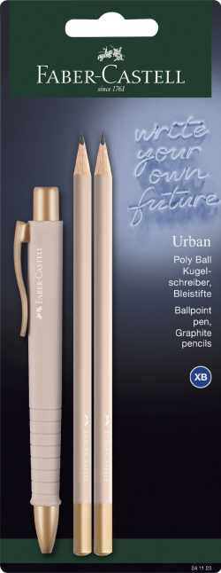 Канцеларски продукт Faber-Castell Химикалка Poly Ball Urban, с 2 молива, бледорозови