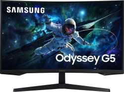 Монитор Samsung Odyssey G5 G55C, 32" WQHD, 1000R, 16:9, VA, 165Hz, 300 cd/m2, HDMI, DP, Черен