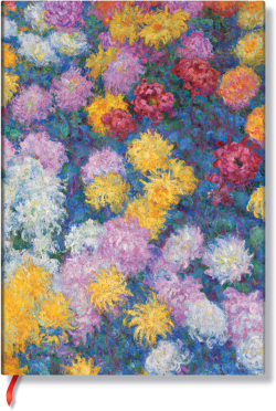 Канцеларски продукт Paperblanks Тефтер Monet Chrysanthemums, Midi, широки редове, твърда корица