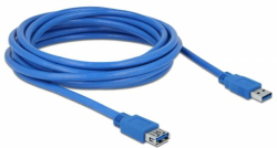 Кабел/адаптер Удължителен кабел Delock USB-A мъжко - USB-А женско, 5 м, Екраниран, Син