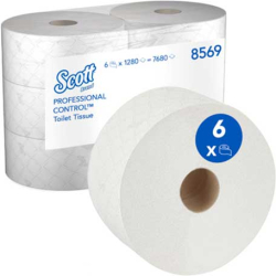 Продукт Kimberly-Clark Тоалетна хартия Scott Control 8569 Centrefeed, 1280 къса, 6 броя