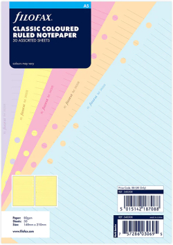 Filofax Пълнител за органайзер Classic, А5, на редове, 6 цвята, асорти