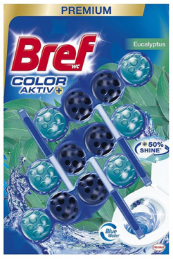 Почистващ продукт Bref Ароматизатор за тоалетна Color Active, евкалипт, 3 х 50 g