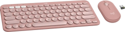 Клавиатура Logitech Pebble 2 Combo, Безжична, QWERTY, 4000 dpi, 2x AAA, USB приемник, Розов