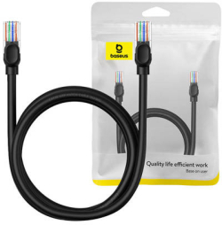 Мрежов кръгъл кабел Baseus RJ45, Cat.5, 1,5 м B00133206111-02 - черен
