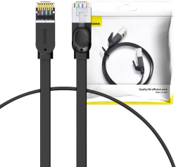 Медна пач корда Baseus PCWL-B01, 2х RJ45, Cat.6, 1м, PVC, 1 Gbps, Черен