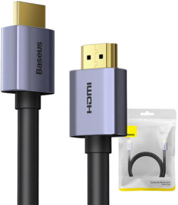 Кабел/адаптер Baseus High Definition, HDMI към HDMI, 1.5 метра, 4K Ultra HD, 18 Gbps, Сив