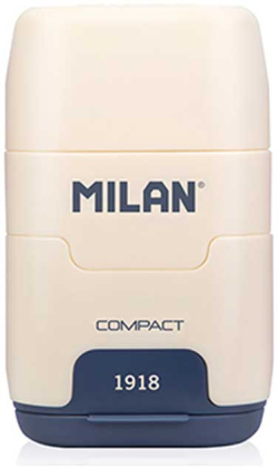 Канцеларски продукт Milan Острилка 1918 Compact, двойна, с гума, цвят асорти