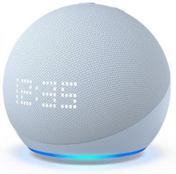 Bluetooth Колонкa Преносима смарт тонколона Amazon Echo Dot 5 (5th Gen), Alexa, Часовник, Синя