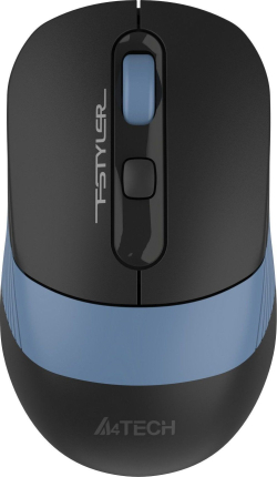 Мишка A4Tech FB10C, Оптичен сензор, 2000 dpi, 4 бутона, USB донгъл, 2.4 GHz, Черен/Син