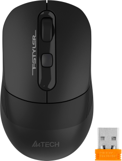 Мишка A4Tech FB10C, Оптичен сензор, 2000 dpi, 4 бутона, USB донгъл, 2.4 GHz, Черен