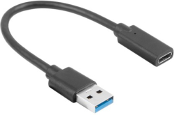 Кабел/адаптер Lanberg USB-C (F) -- USB-A(M) cable 0.15 m, black