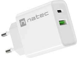 Кабел/адаптер Natec USB Charger Ribera 1X USB-A + 1X USB-C 20W, White